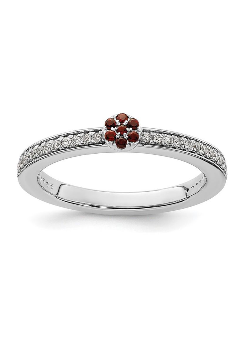 1/10 ct. t.w. Garnet and 1/8 ct. t.w. Diamond Stackable Expressions Ring in 14K Gold