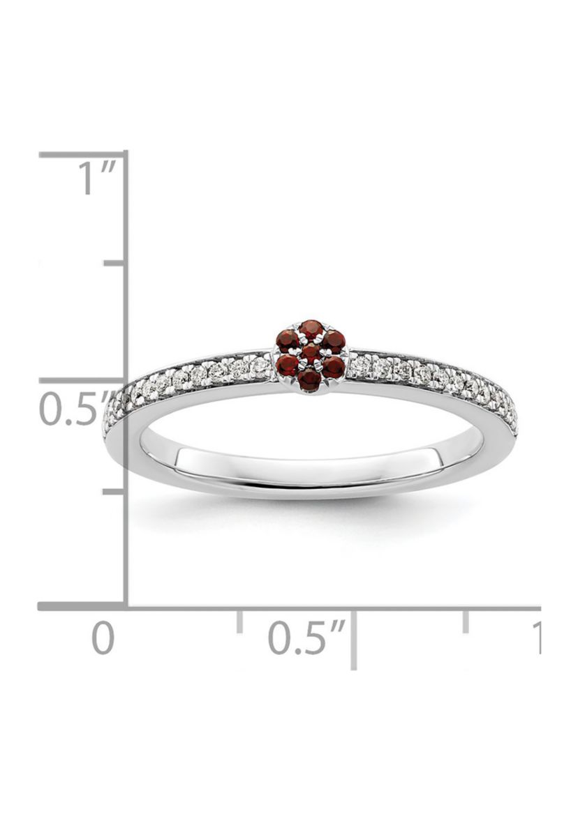 1/10 ct. t.w. Garnet and 1/8 ct. t.w. Diamond Stackable Expressions Ring in 14K Gold