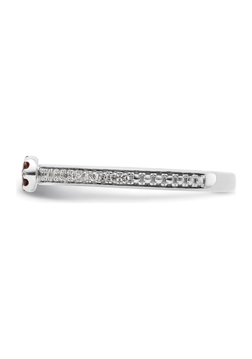 1/10 ct. t.w. Garnet and 1/8 ct. t.w. Diamond Stackable Expressions Ring in 14K Gold