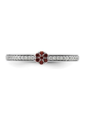 1/10 ct. t.w. Garnet and 1/8 Diamond Stackable Expressions Ring 14K Gold