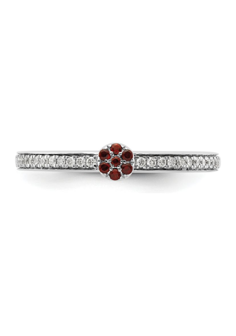1/10 ct. t.w. Garnet and 1/8 ct. t.w. Diamond Stackable Expressions Ring in 14K Gold