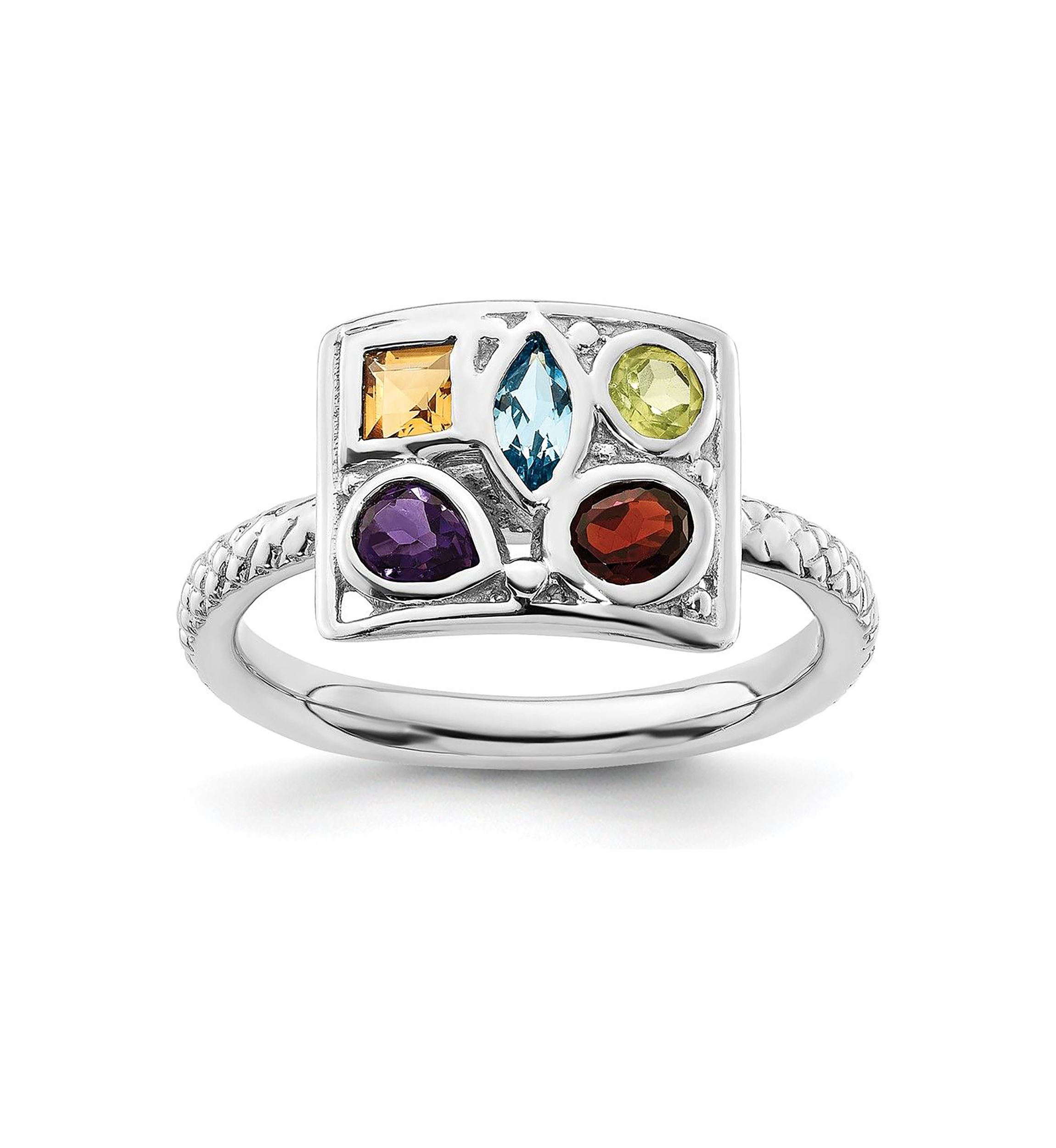 7/8 ct. t.w. Gemstone Stackable Expressions Ring in Sterling Silver