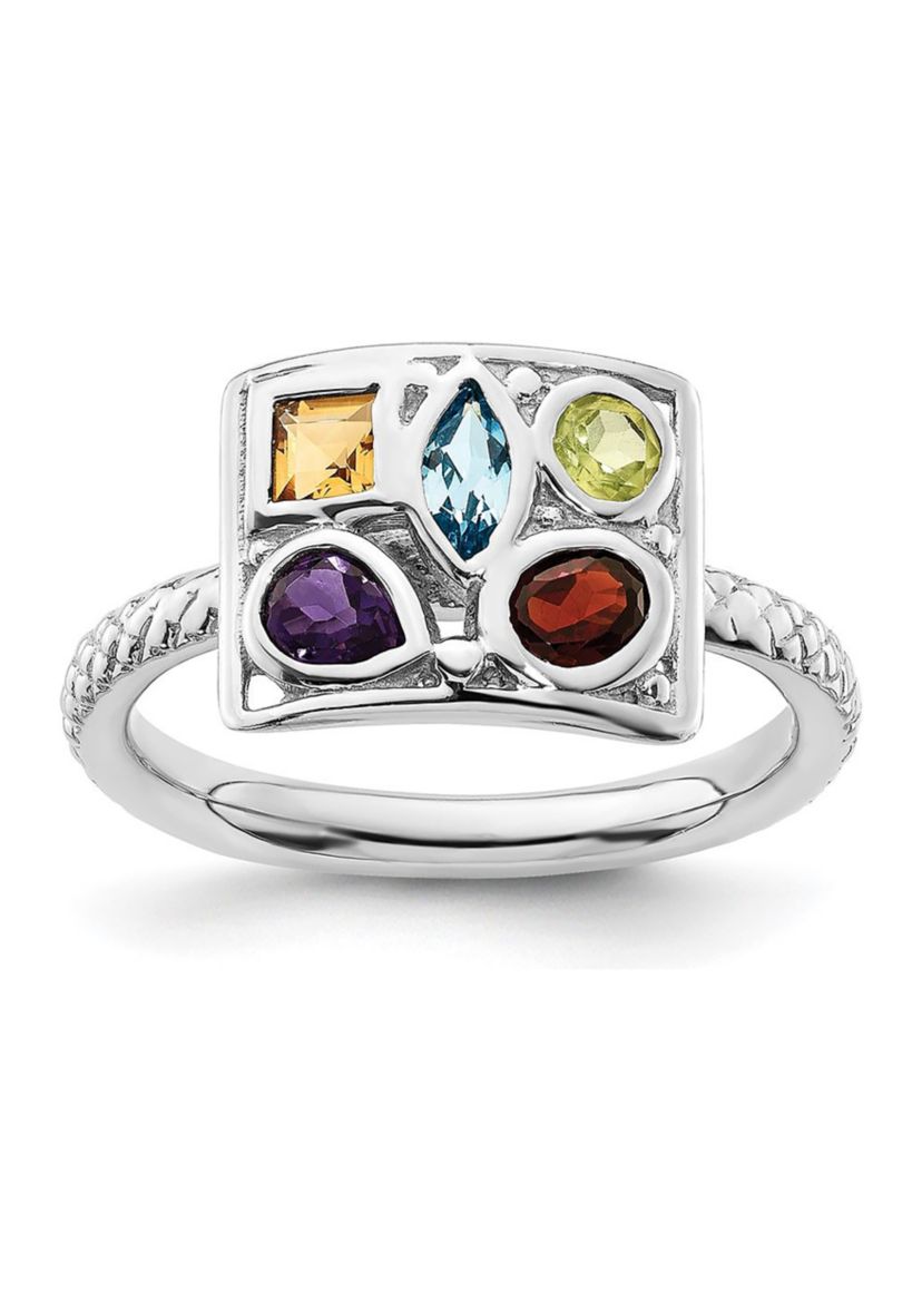 7/8 ct. t.w. Gemstone Stackable Expressions Ring in Sterling Silver