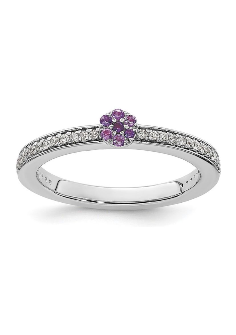 1/10 ct. t.w. Amethyst and 1/8 ct. t.w. Diamond Stackable Expressions Ring in 14K Gold