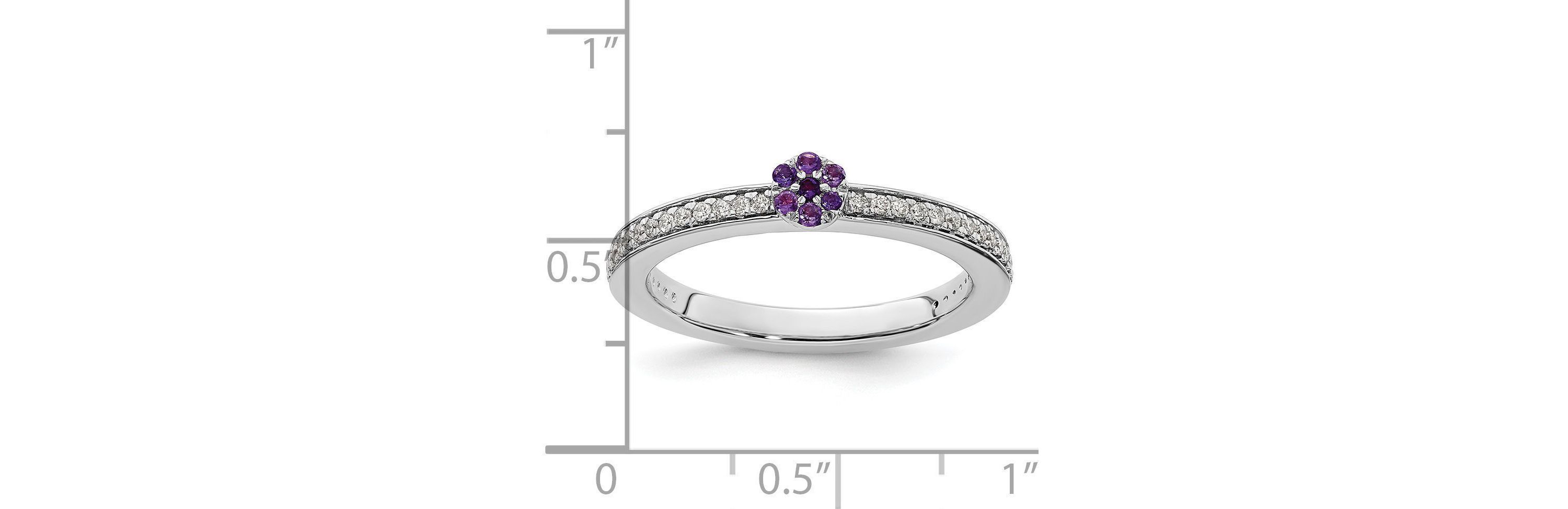 1/10 ct. t.w. Amethyst and 1/8 ct. t.w. Diamond Stackable Expressions Ring in 14K Gold