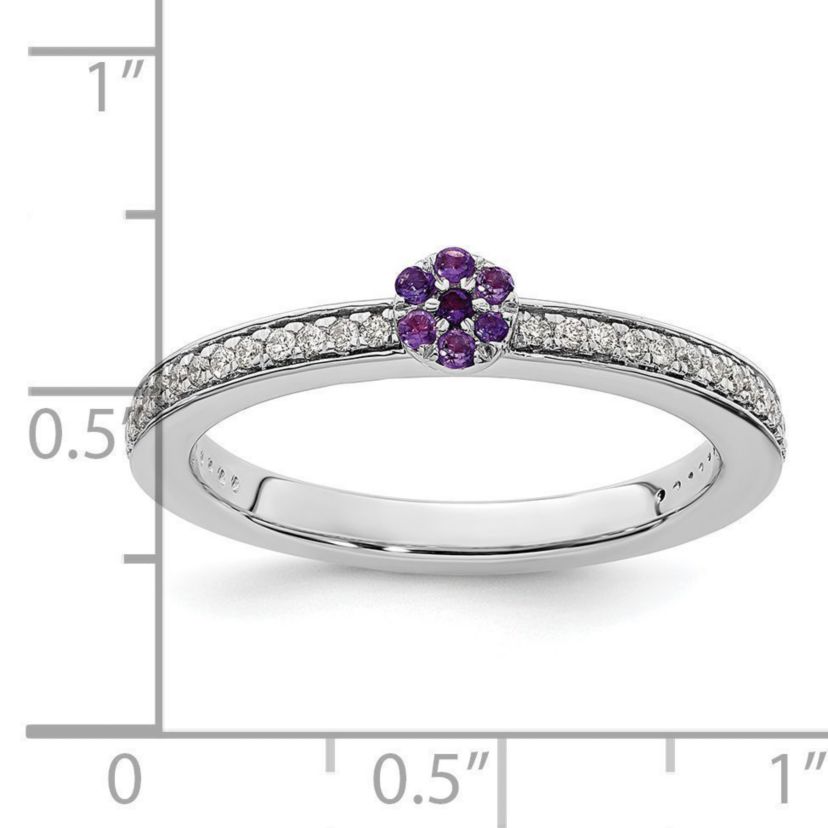 1/10 ct. t.w. Amethyst and 1/8 ct. t.w. Diamond Stackable Expressions Ring in 14K Gold