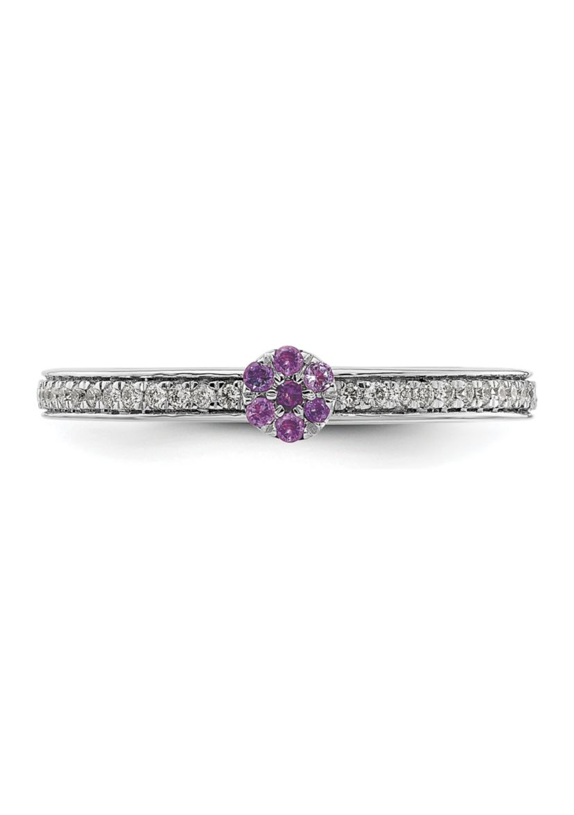 1/10 ct. t.w. Amethyst and 1/8 ct. t.w. Diamond Stackable Expressions Ring in 14K Gold
