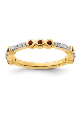 Belk & Co 1/6 Ct. T.w. Garnet And 1/10 Ct. T.w. Diamond Stackable Expressions Ring In 14K Gold