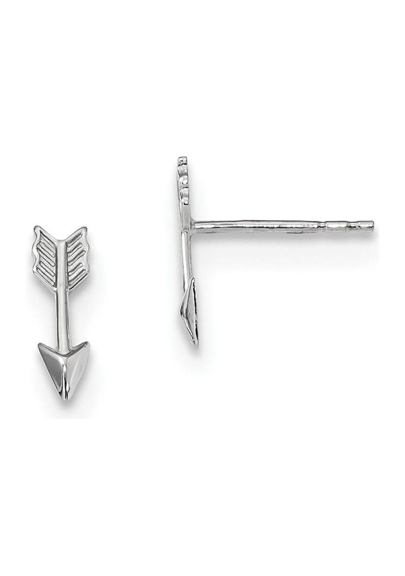 14K Gold Polished Arrow Post Earrings