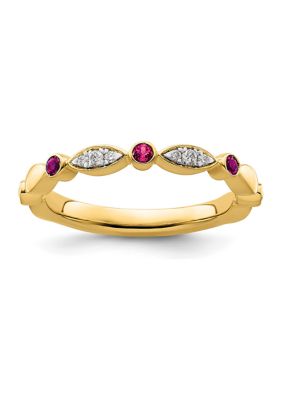 Belk & Co 1/10 Ct. T.w. Lab Created Ruby, 0.054 Ct. T.w. Diamonds Stackable Expressions Ring In 14K Gold