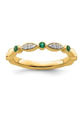 0.07 ct. t.w. Lab Created Emerald, 0.054 Diamonds Stackable Expressions Ring 14K Gold