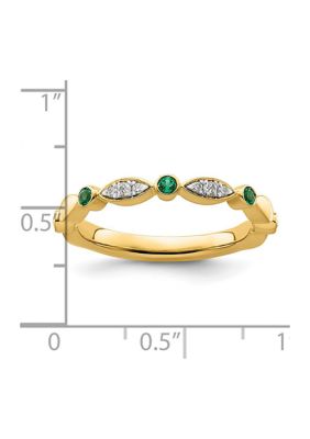 0.07 ct. t.w. Lab Created Emerald, 0.054 Diamonds Stackable Expressions Ring 14K Gold