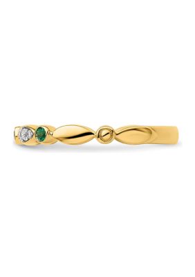 0.07 ct. t.w. Lab Created Emerald, 0.054 Diamonds Stackable Expressions Ring 14K Gold