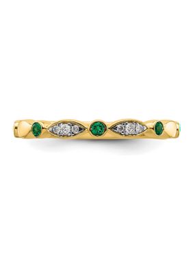 0.07 ct. t.w. Lab Created Emerald, 0.054 Diamonds Stackable Expressions Ring 14K Gold