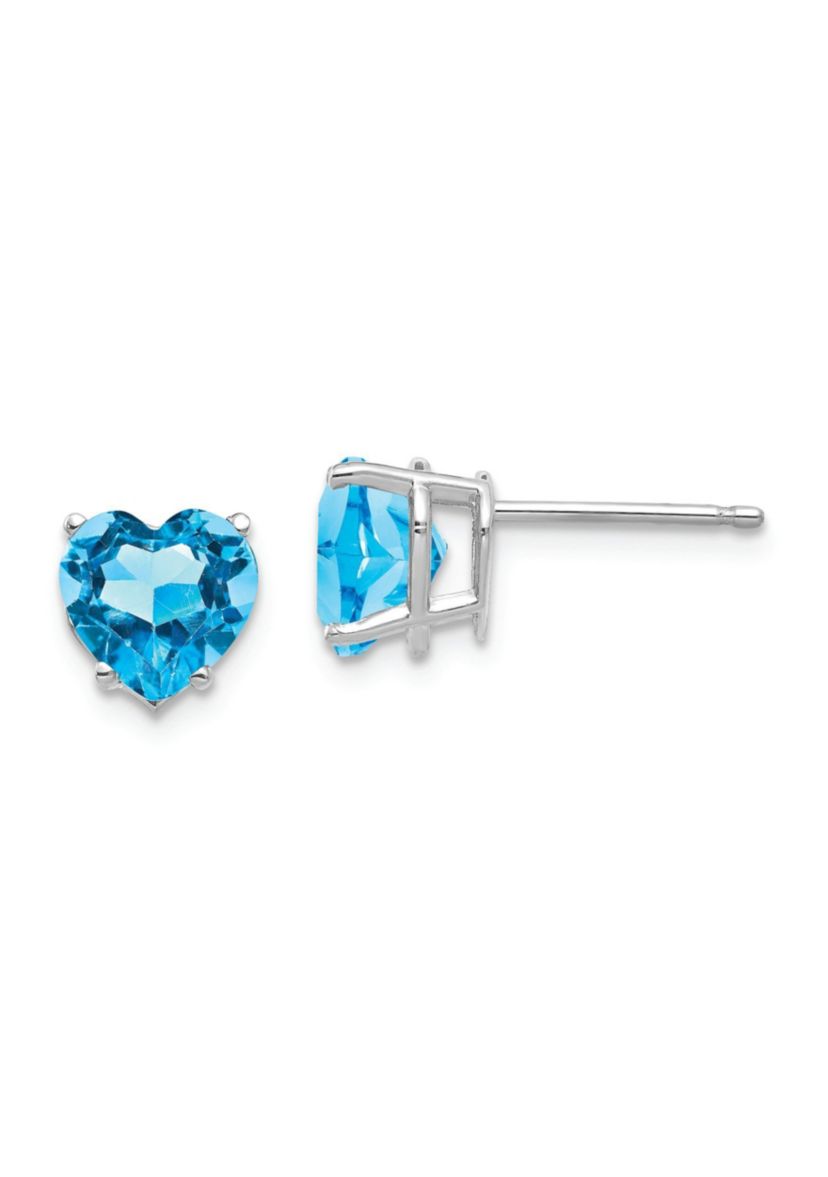 3.44 ct. t.w. Blue Topaz 7mm Heart Earrings in 14K Gold