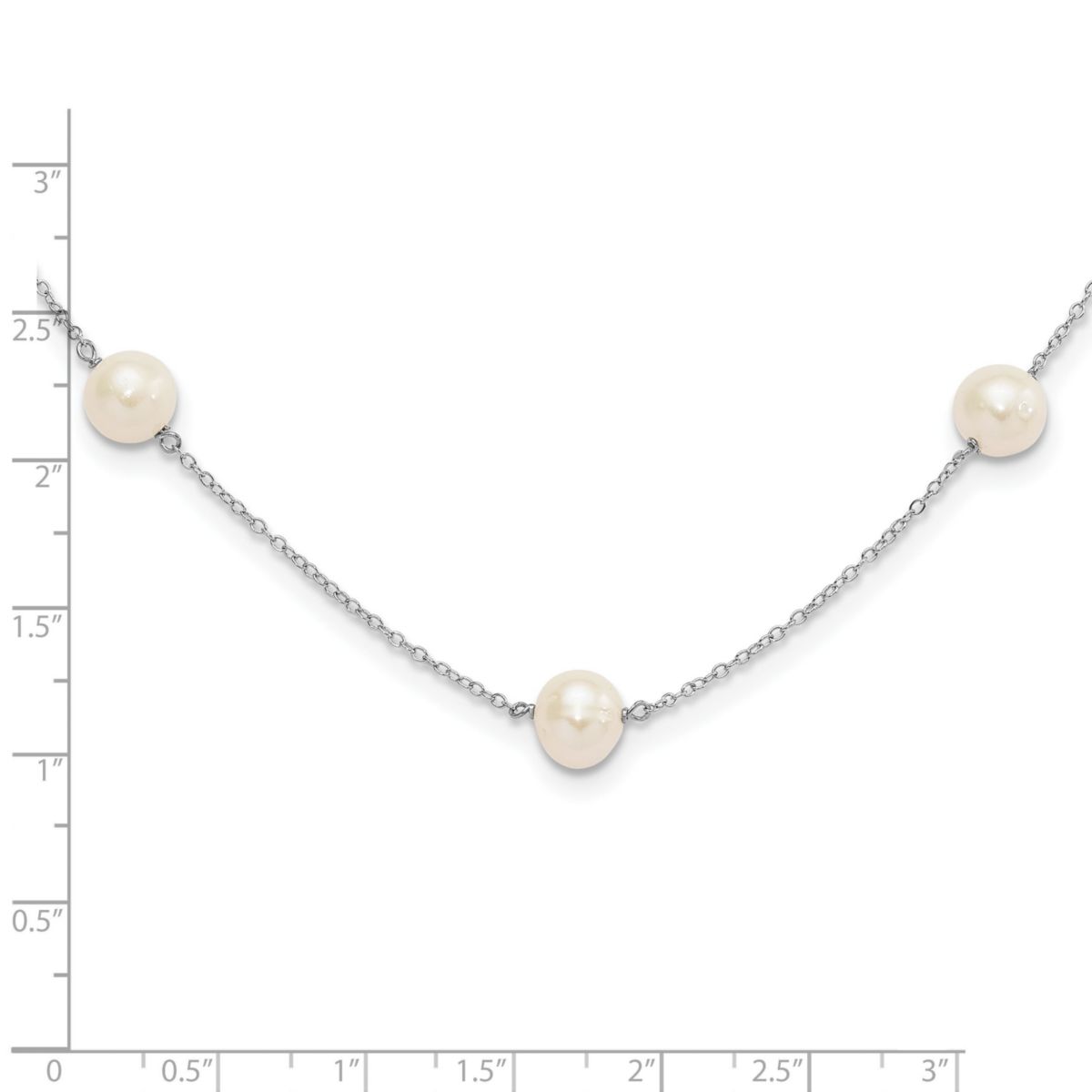 Sterling Silver Rhodium-plated 7-8mm Freshwater Cultured 9 Station Pearl Necklace