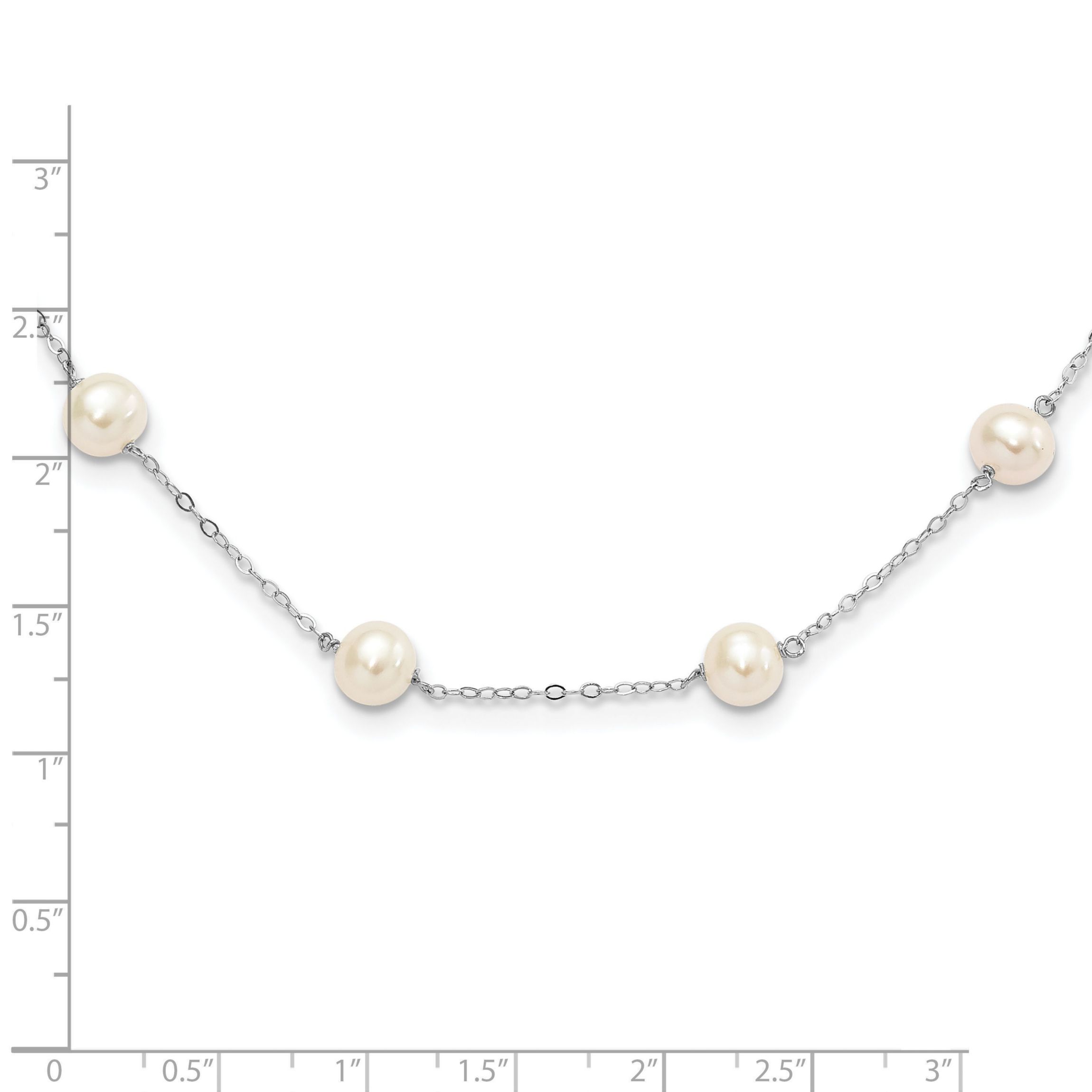 Sterling Silver Rhodium-plated 6-7mm Freshwater Cultured Pearl Necklace