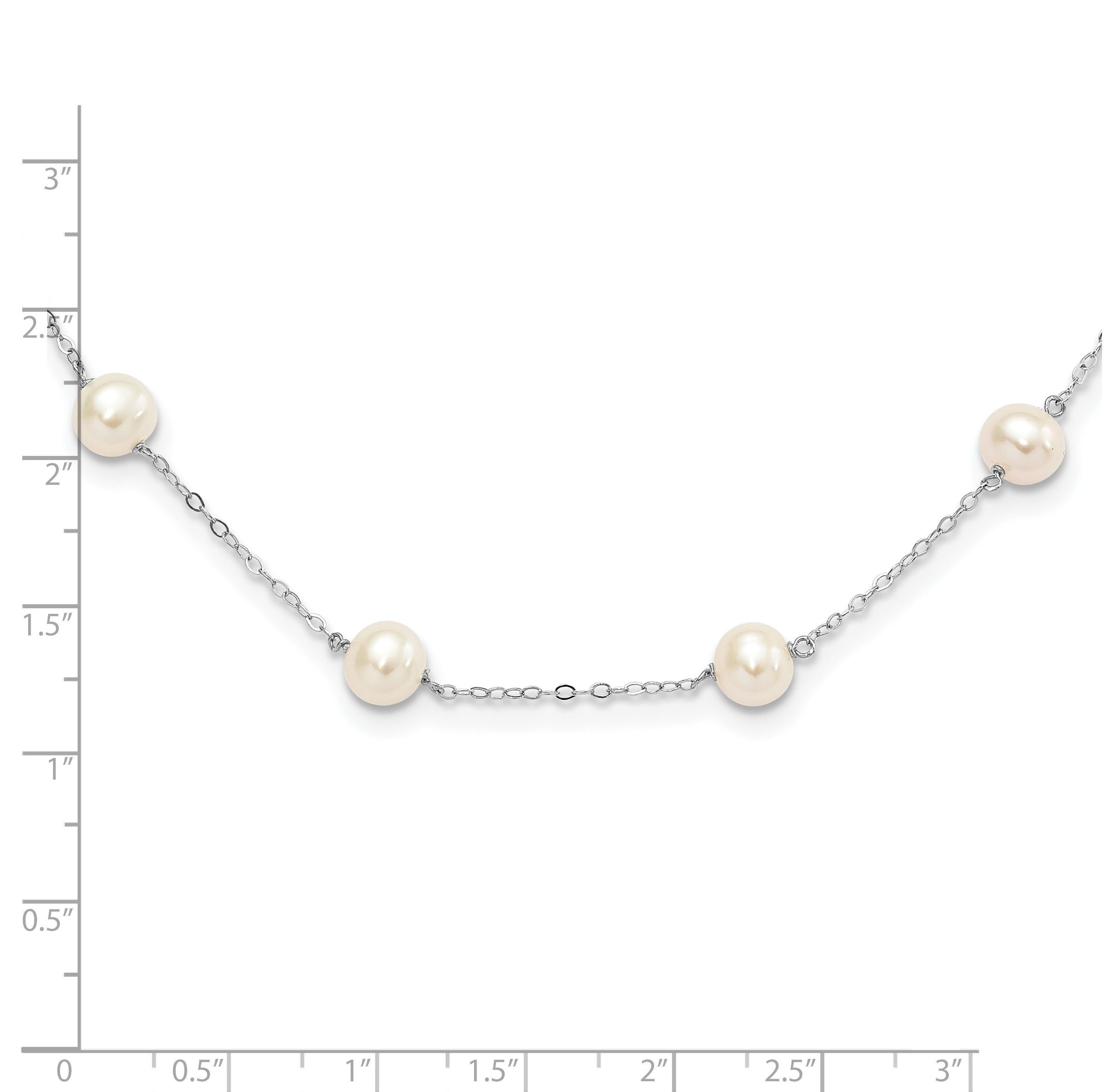 Sterling Silver Rhodium-plated 6-7mm Freshwater Cultured Pearl Necklace
