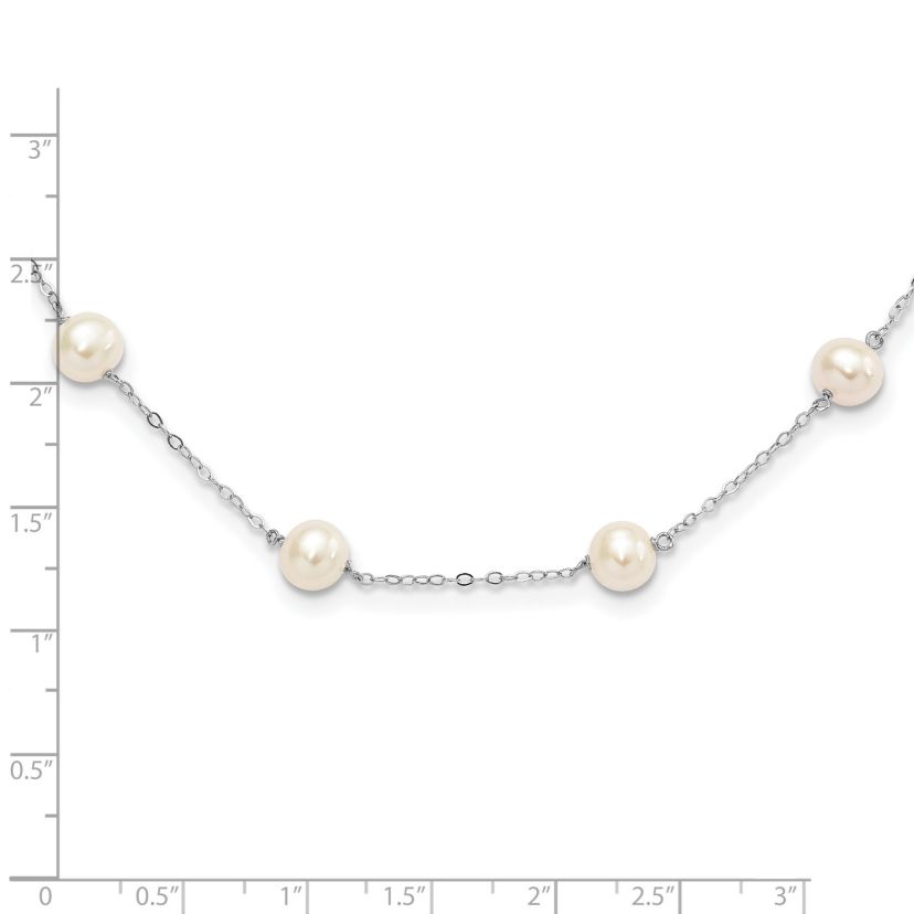 Sterling Silver Rhodium-plated 6-7mm Freshwater Cultured Pearl Necklace