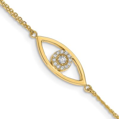 Belk & Co 1/8 ct. t.w. Diamond Evil Eye 2 Strand with 1-inch Extension Bracelet in 14K Gold