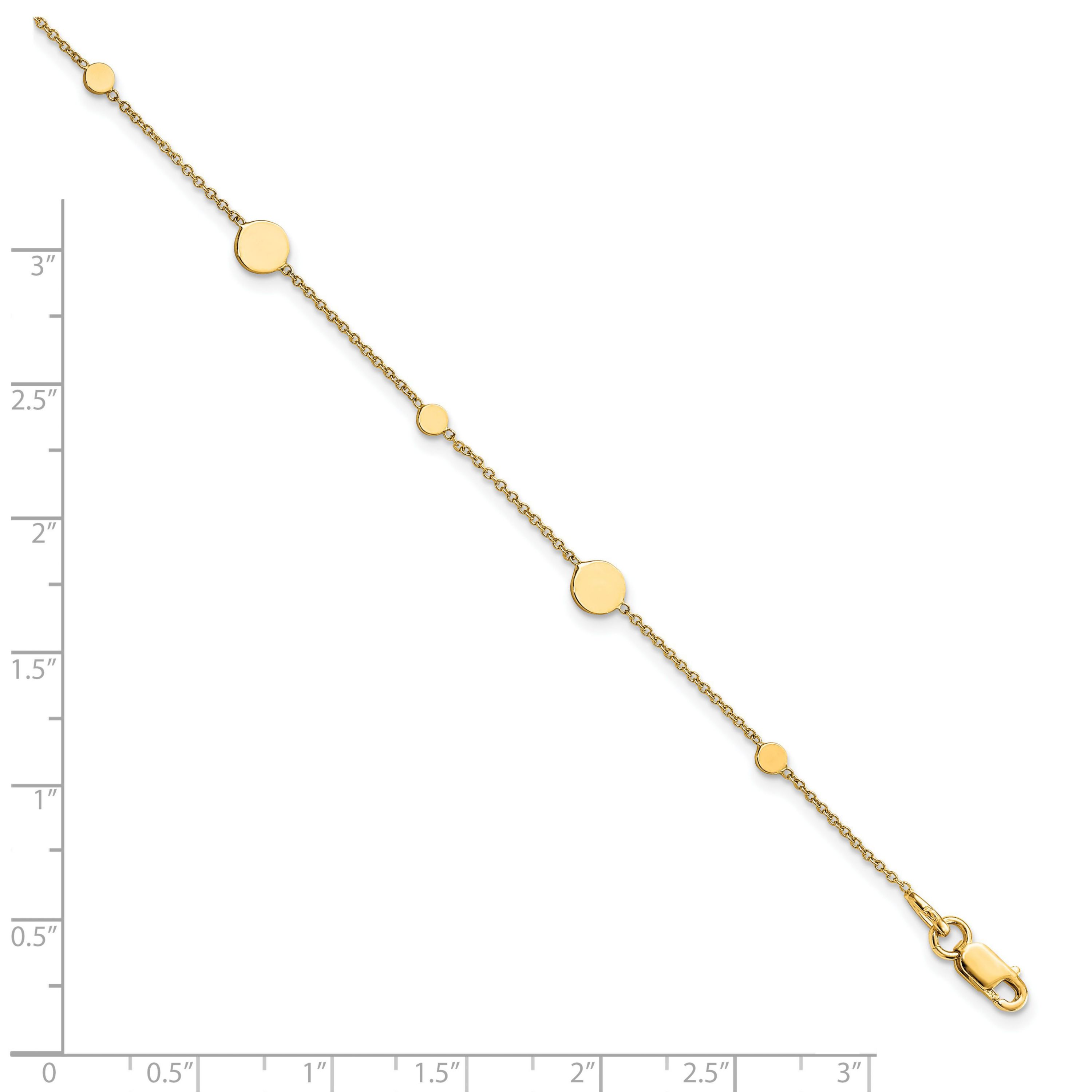 14K Gold Polished Disc with 1-inch Extension Anklet