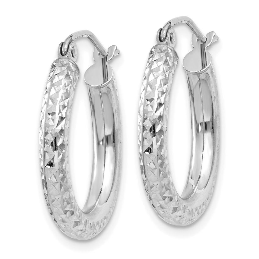 14K Gold Diamond-cut 3mm Round Hoop Earrings