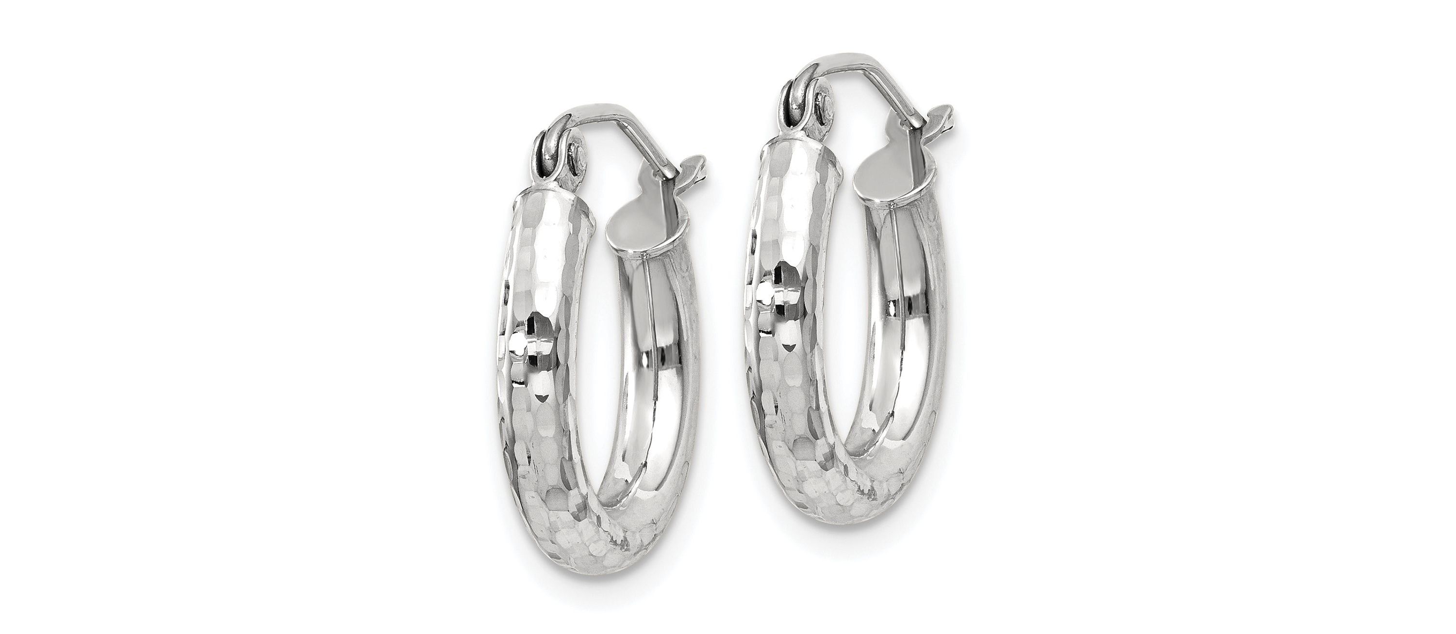 14K Gold Diamond-cut 3mm Round Hoop Earrings