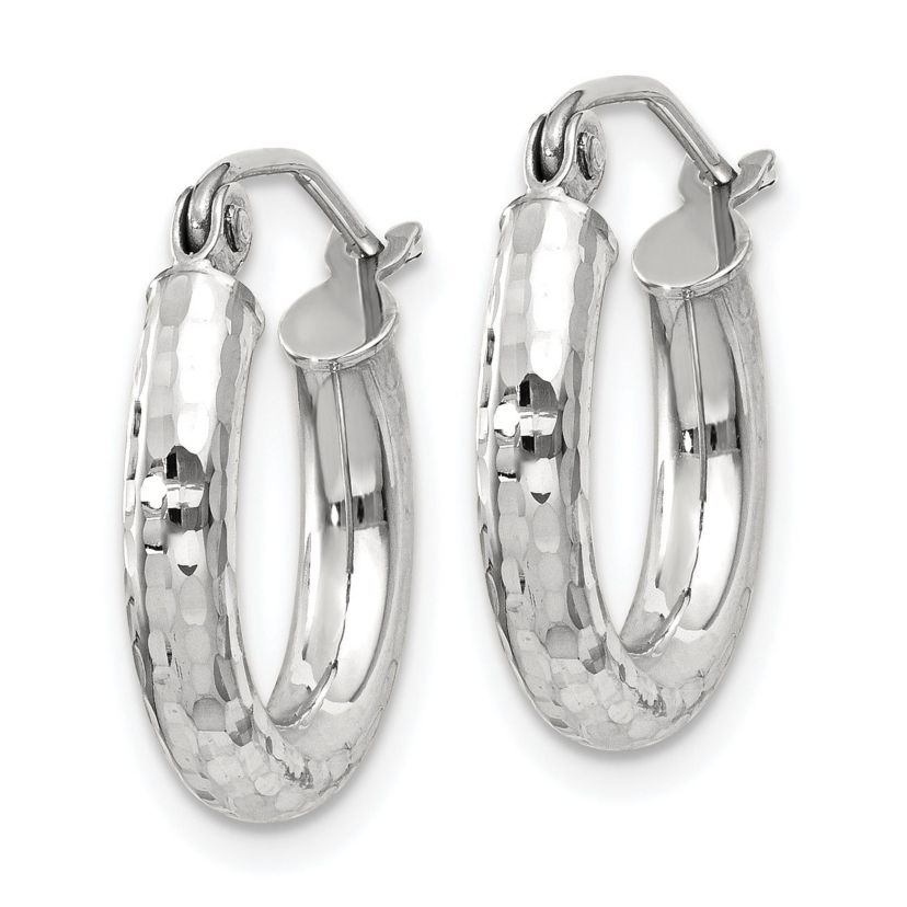 14K Gold Diamond-cut 3mm Round Hoop Earrings