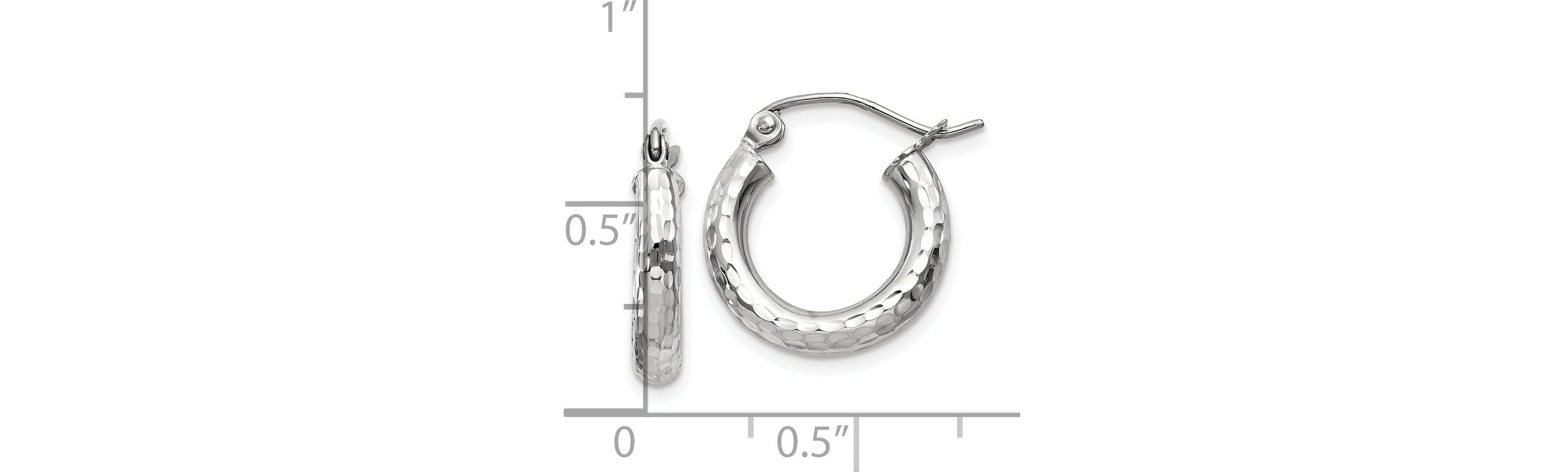 14K Gold Diamond-cut 3mm Round Hoop Earrings