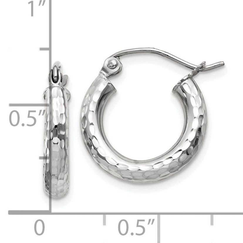 14K Gold Diamond-cut 3mm Round Hoop Earrings