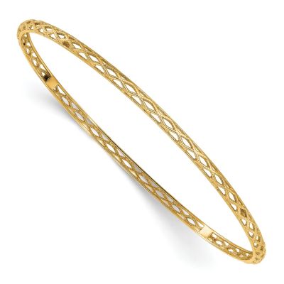 Belk & Co 14K Gold Polished and Textured Slip-on Bangle