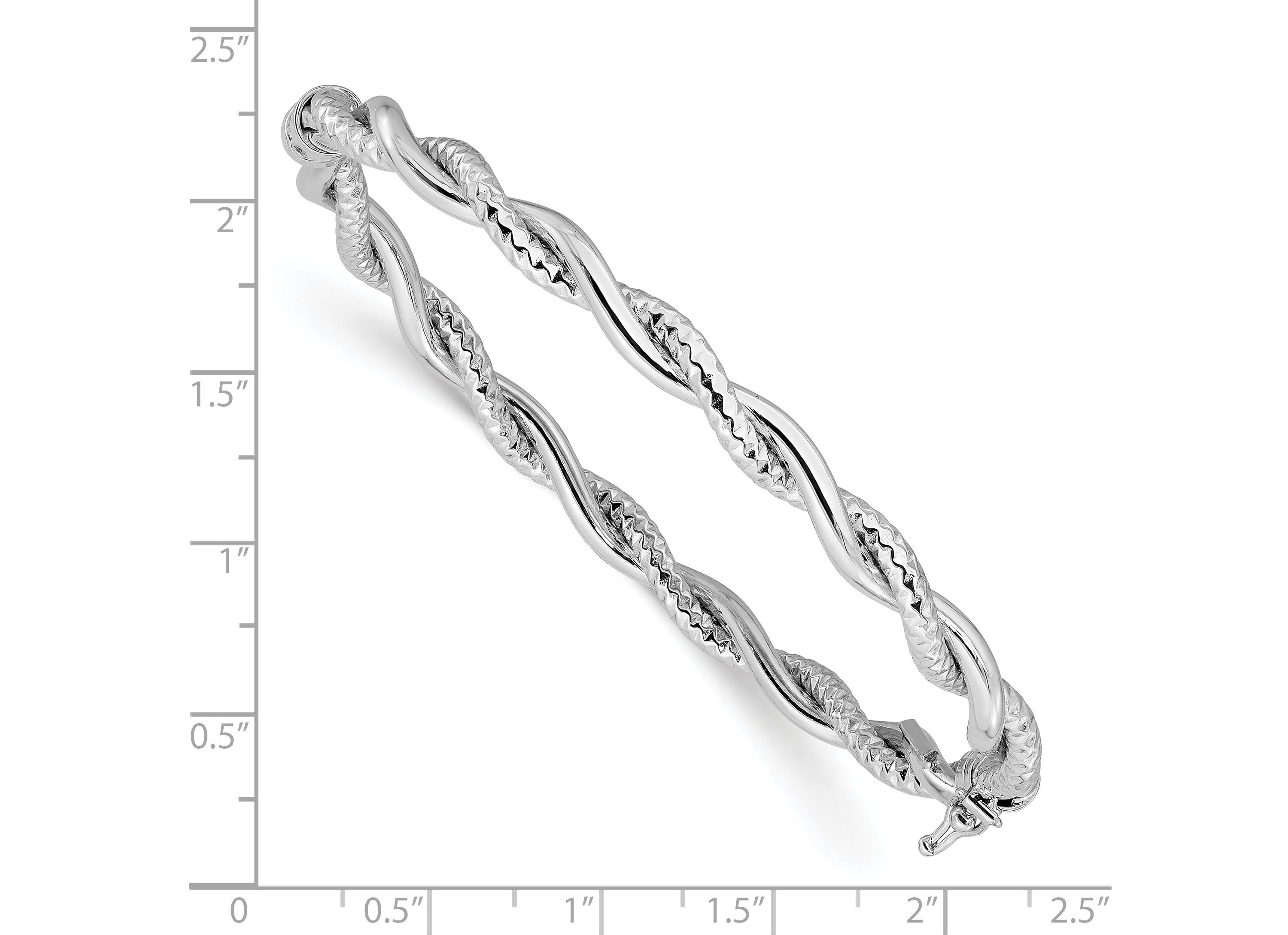 14K Gold Polished and Textured Twisted Hinged Bangle