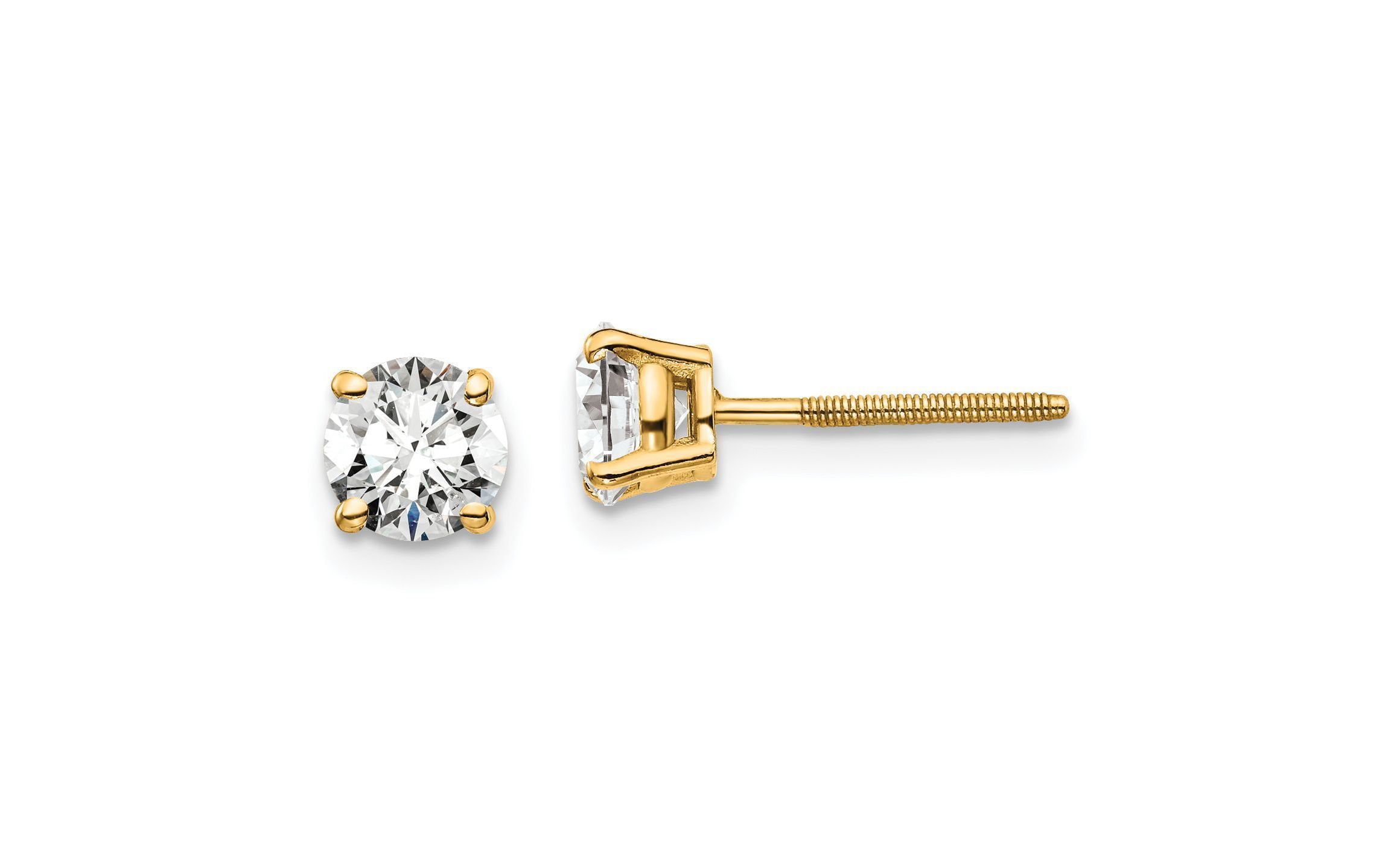 Lab Created 1 ct. t.w. Lab Grown Diamond Screw Back 4 Prong Stud Earrings in 14K Gold