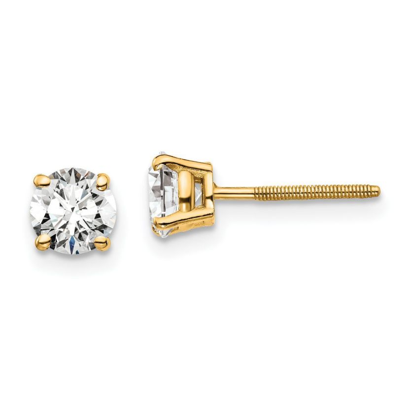 Lab Created 1 ct. t.w. Lab Grown Diamond Screw Back 4 Prong Stud Earrings in 14K Gold