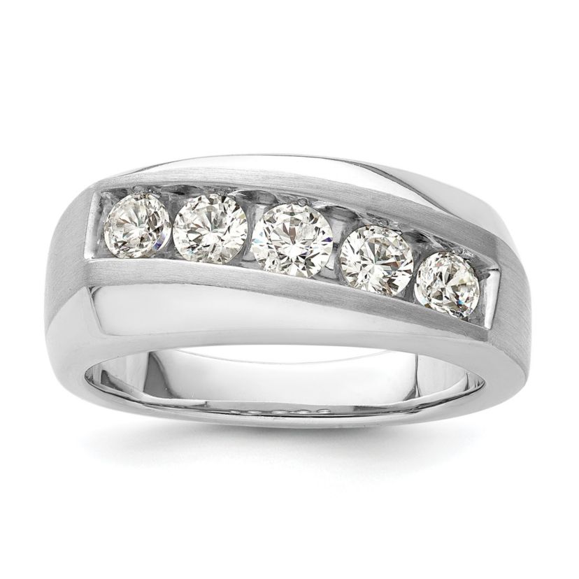 Lab Created 0.97 ct. t.w. Lab Grown Diamond VS/SI GHI, Mens 5-Stone Ring in 10K White Gold