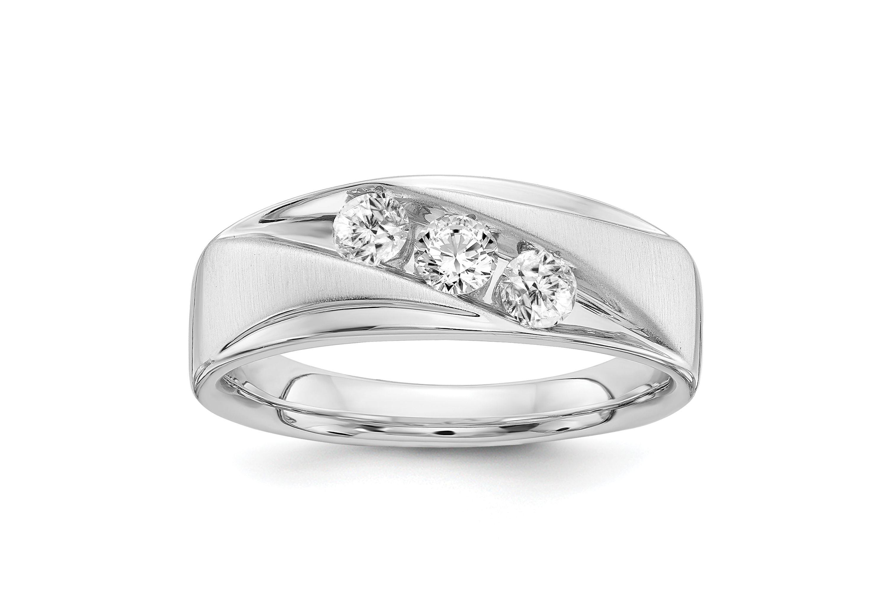 Lab Created 5/8 ct. t.w. Lab Grown Diamond VS/SI GHI, Mens 3-stone Band in 14K White Gold