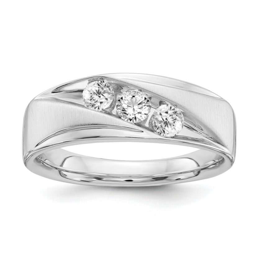 Lab Created 5/8 ct. t.w. Lab Grown Diamond VS/SI GHI, Mens 3-stone Band in 14K White Gold