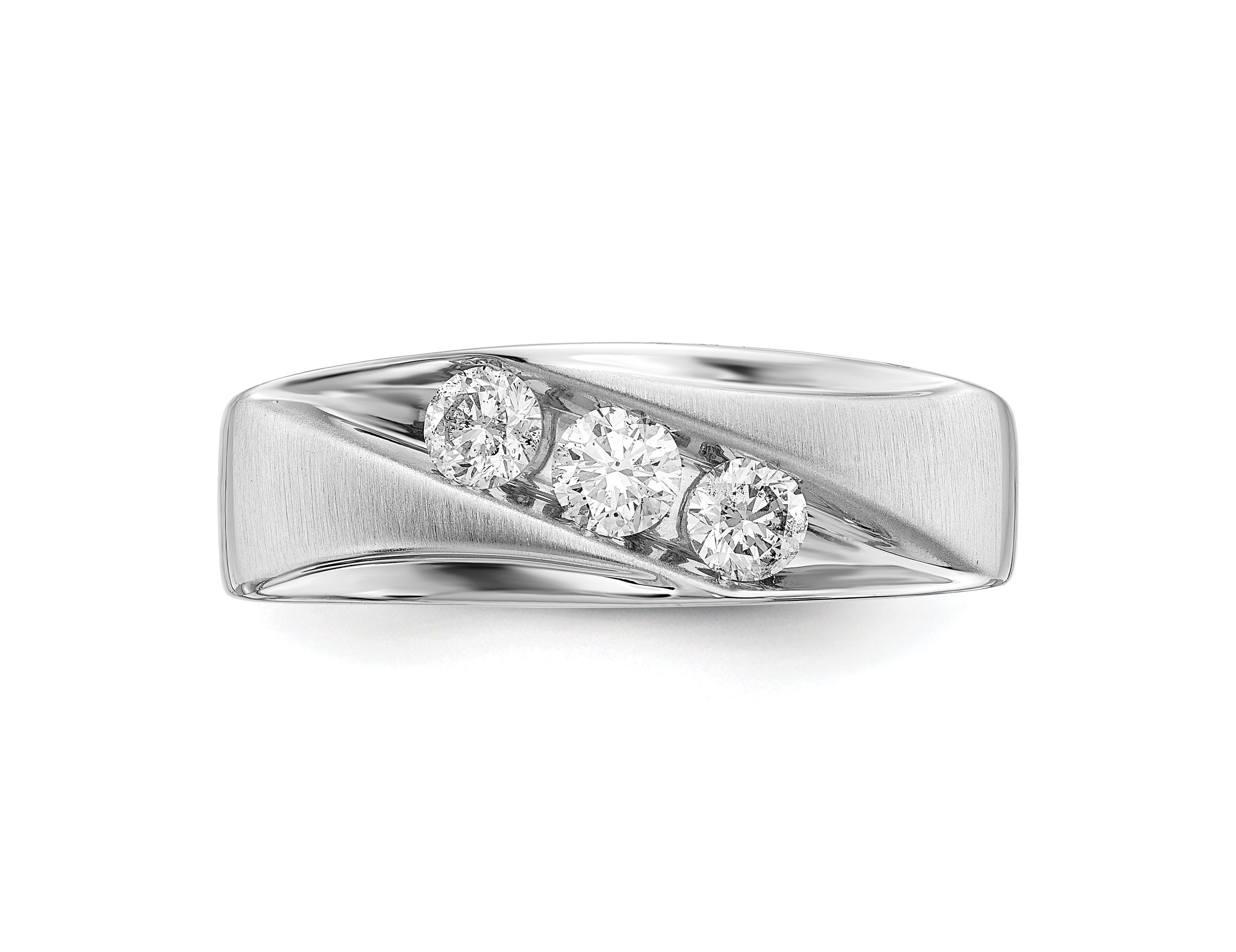 Lab Created 5/8 ct. t.w. Lab Grown Diamond VS/SI GHI, Mens 3-stone Band in 14K White Gold