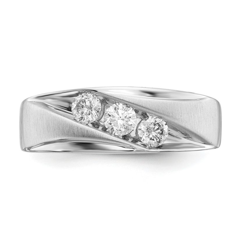 Lab Created 5/8 ct. t.w. Lab Grown Diamond VS/SI GHI, Mens 3-stone Band in 14K White Gold