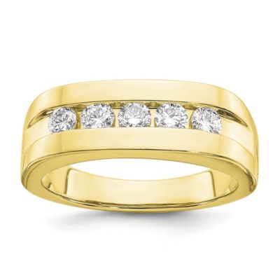 Belk & Co Lab Created 3/4 Ct. T.w. Lab Grown Diamond Vs/si Ghi, 5-Stone Men's Channel Band In 10K Yellow Gold