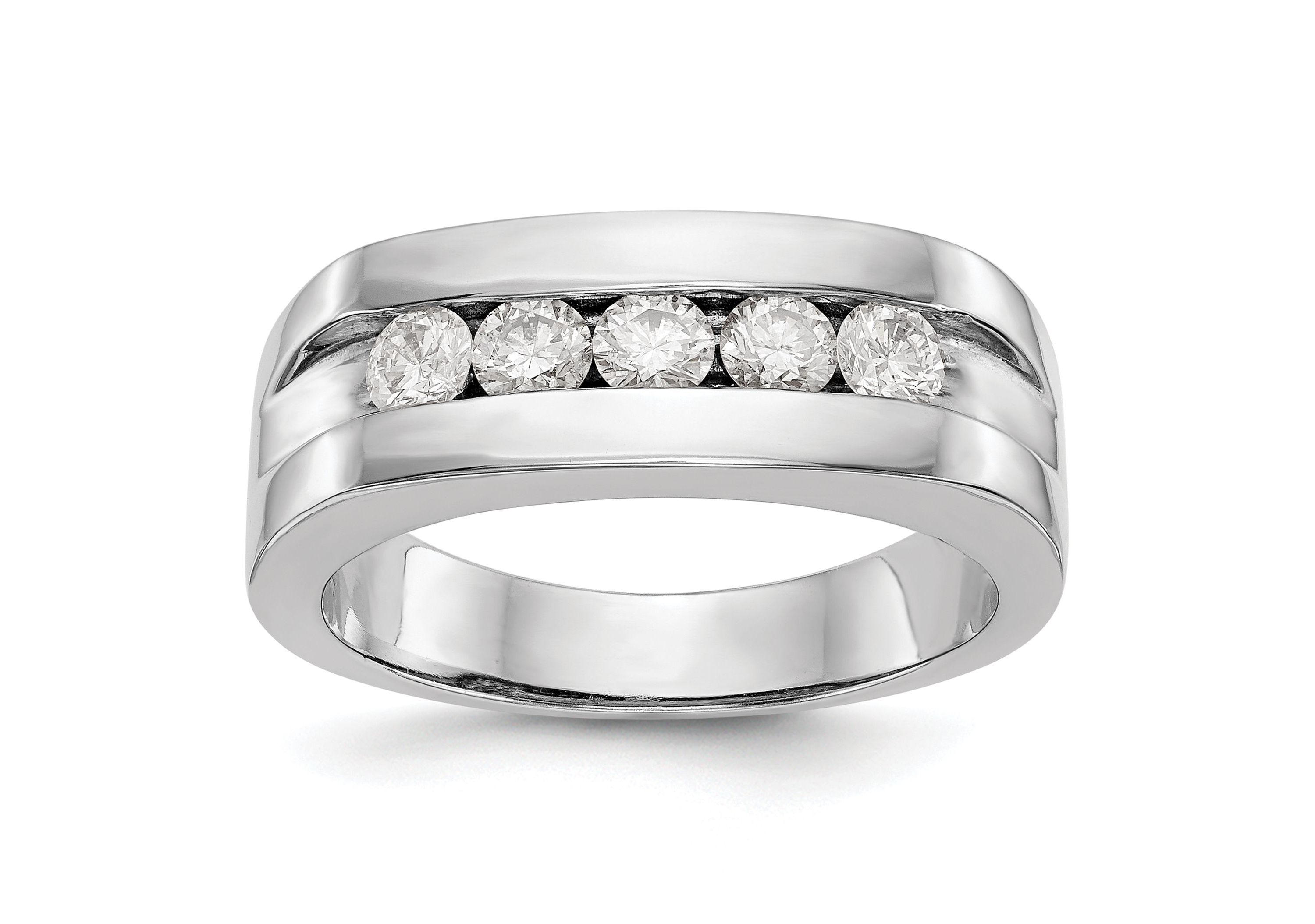 Lab Created 3/4 ct. t.w. Lab Grown Diamond VS/SI GHI, 5-Stone Mens Channel Band in 14K White Gold