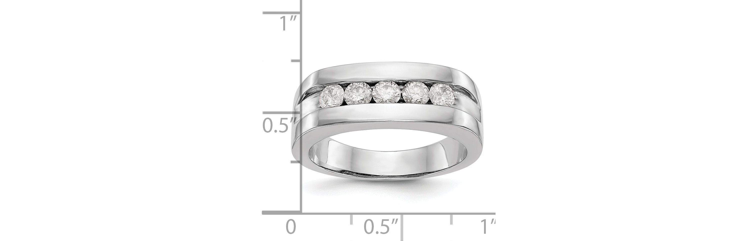 Lab Created 3/4 ct. t.w. Lab Grown Diamond VS/SI GHI, 5-Stone Mens Channel Band in 14K White Gold