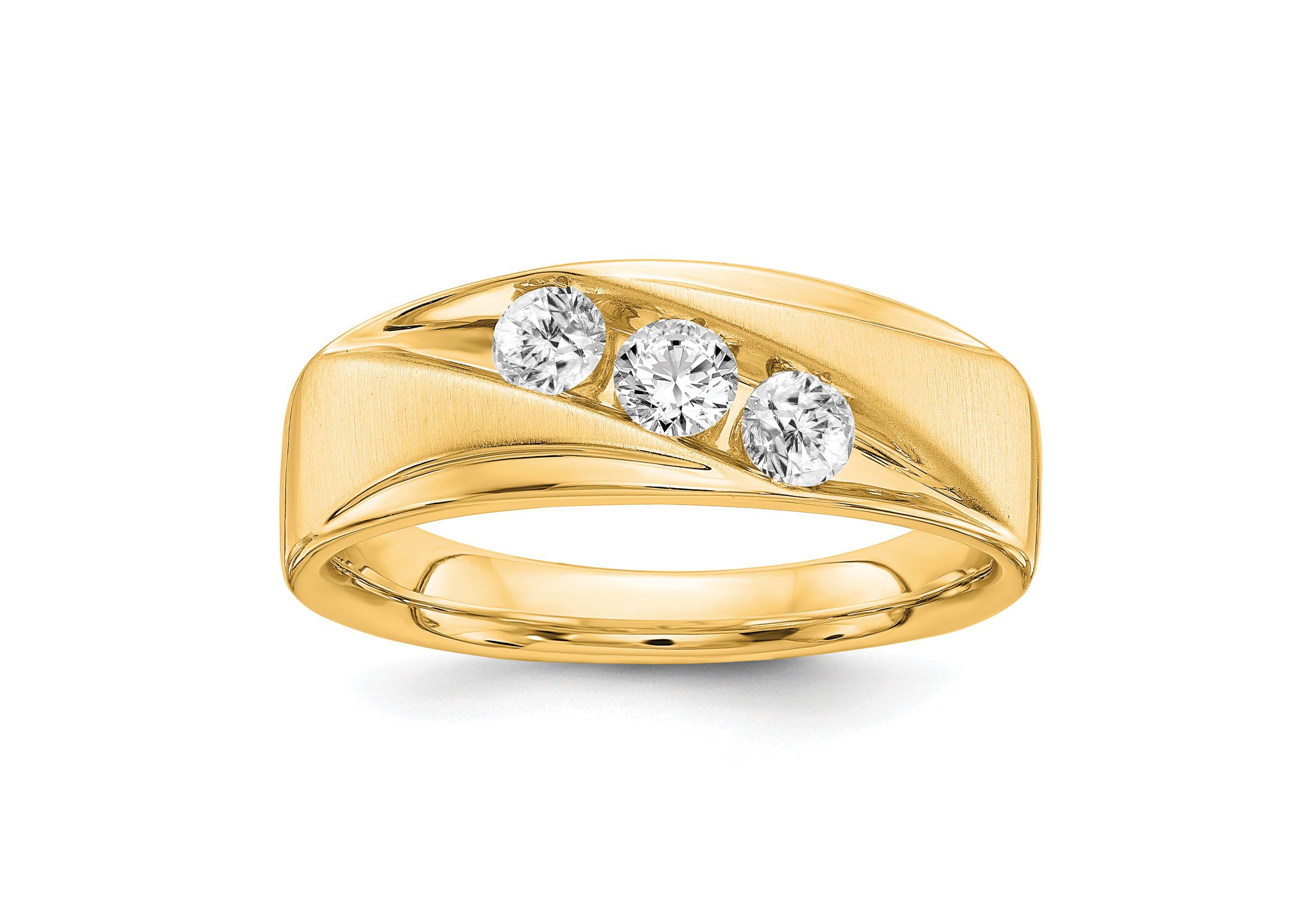 Lab Created 5/8 ct. t.w. Lab Grown Diamond VS/SI GHI, Mens 3-stone Band in 14K Yellow Gold