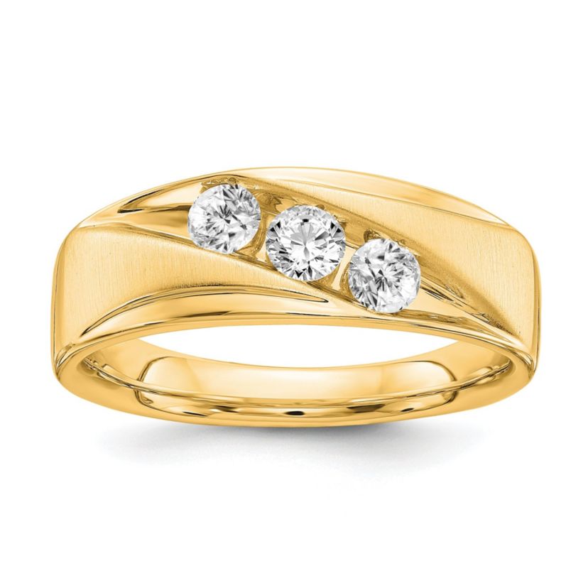 Lab Created 5/8 ct. t.w. Lab Grown Diamond VS/SI GHI, Mens 3-stone Band in 14K Yellow Gold