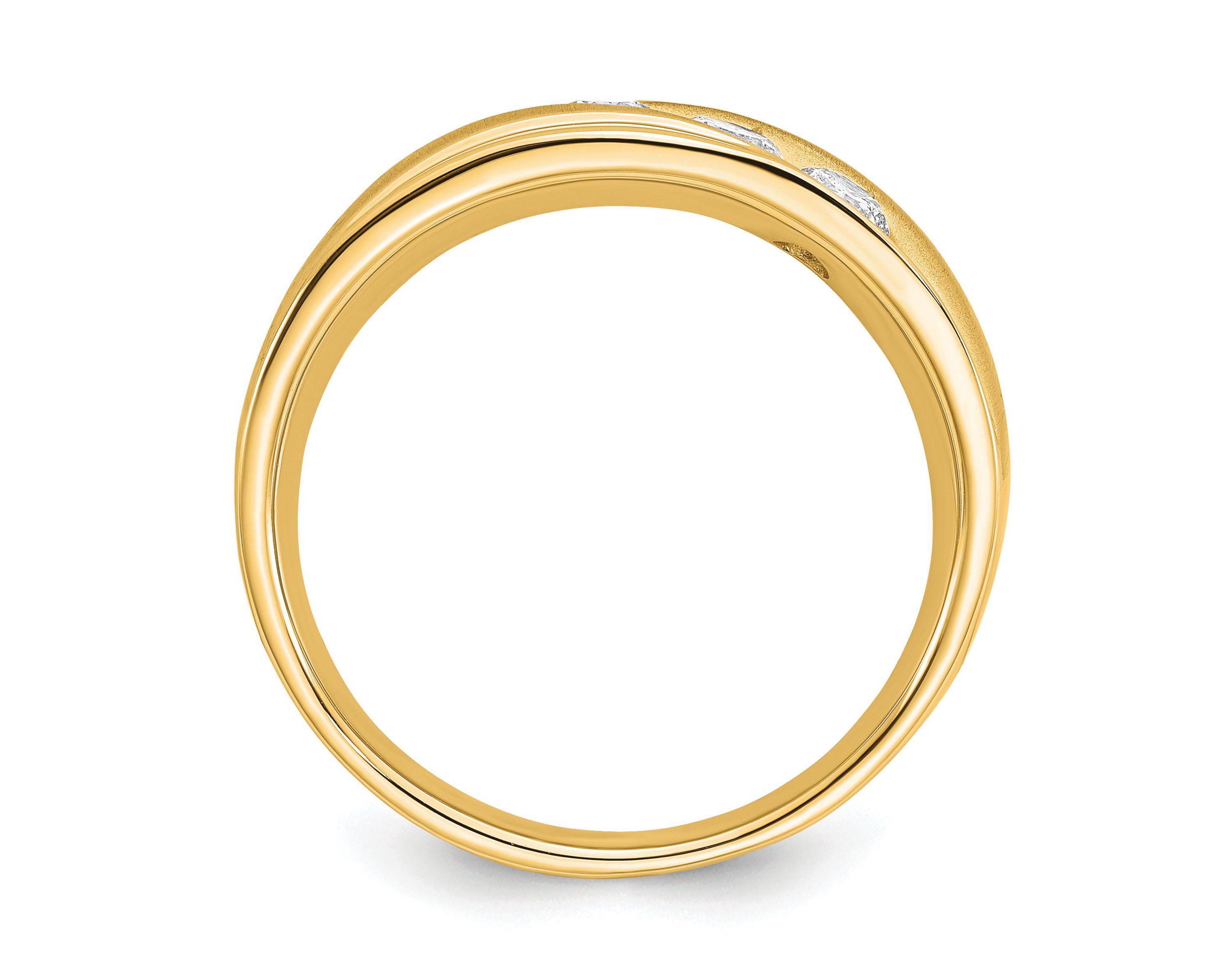 Lab Created 5/8 ct. t.w. Lab Grown Diamond VS/SI GHI, Mens 3-stone Band in 14K Yellow Gold