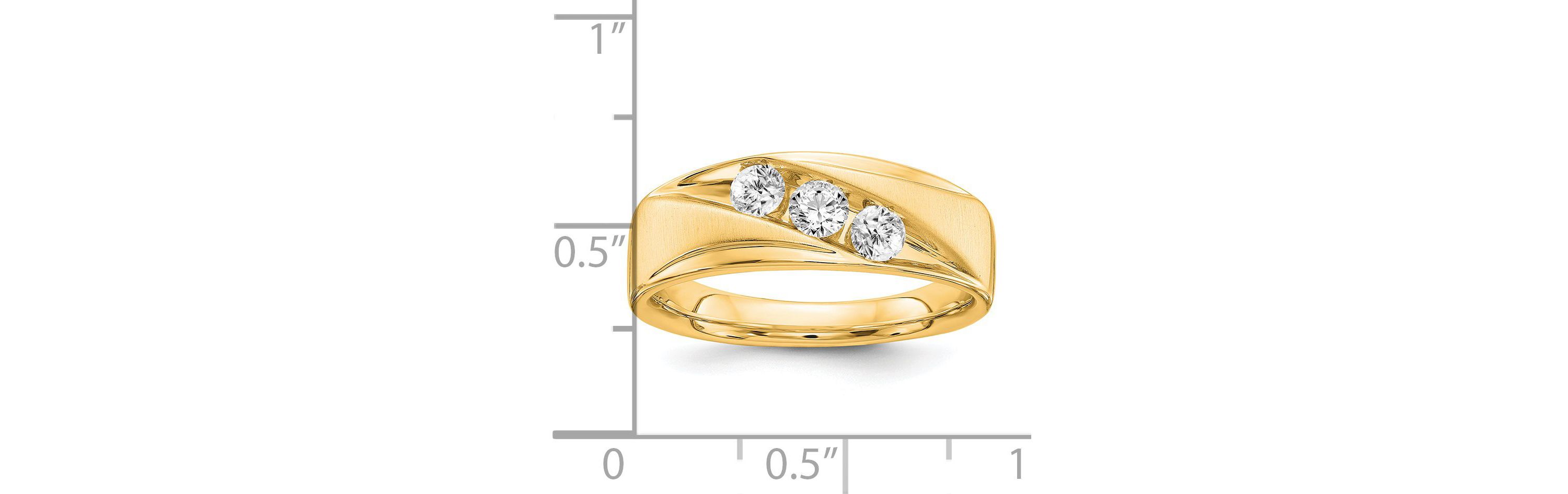 Lab Created 5/8 ct. t.w. Lab Grown Diamond VS/SI GHI, Mens 3-stone Band in 14K Yellow Gold