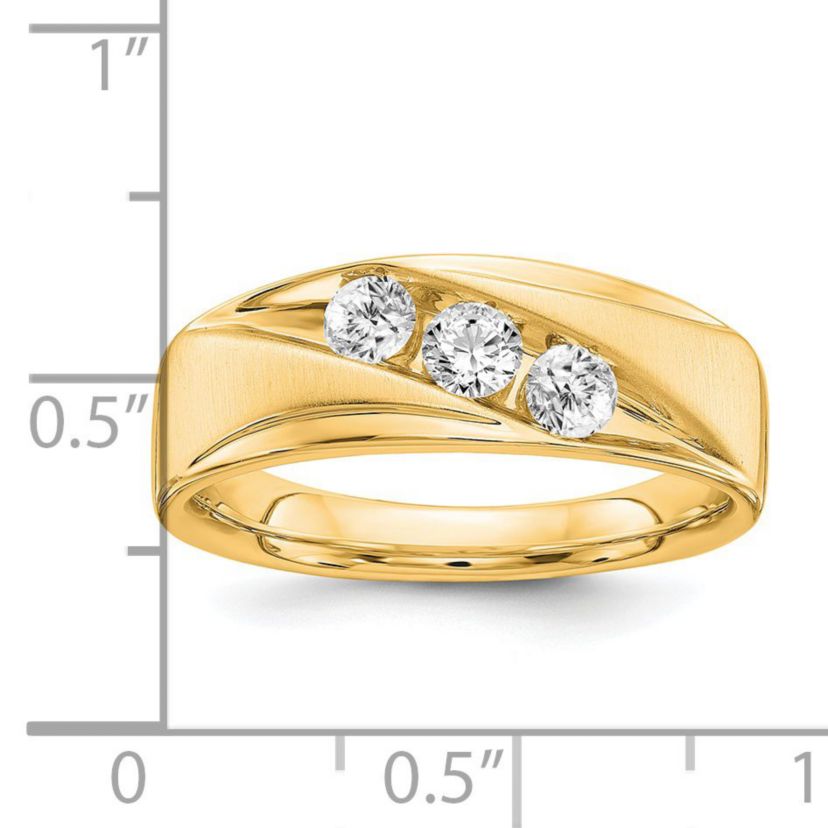 Lab Created 5/8 ct. t.w. Lab Grown Diamond VS/SI GHI, Mens 3-stone Band in 14K Yellow Gold