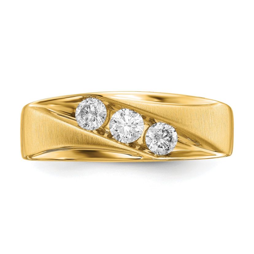 Lab Created 5/8 ct. t.w. Lab Grown Diamond VS/SI GHI, Mens 3-stone Band in 14K Yellow Gold