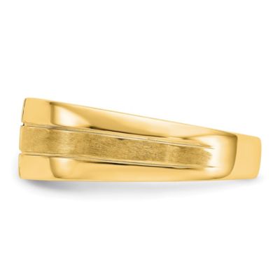 Lab Created 1/4 ct. t.w. Grown Diamond Polished and Satin Men's Ring 14K Yellow Gold