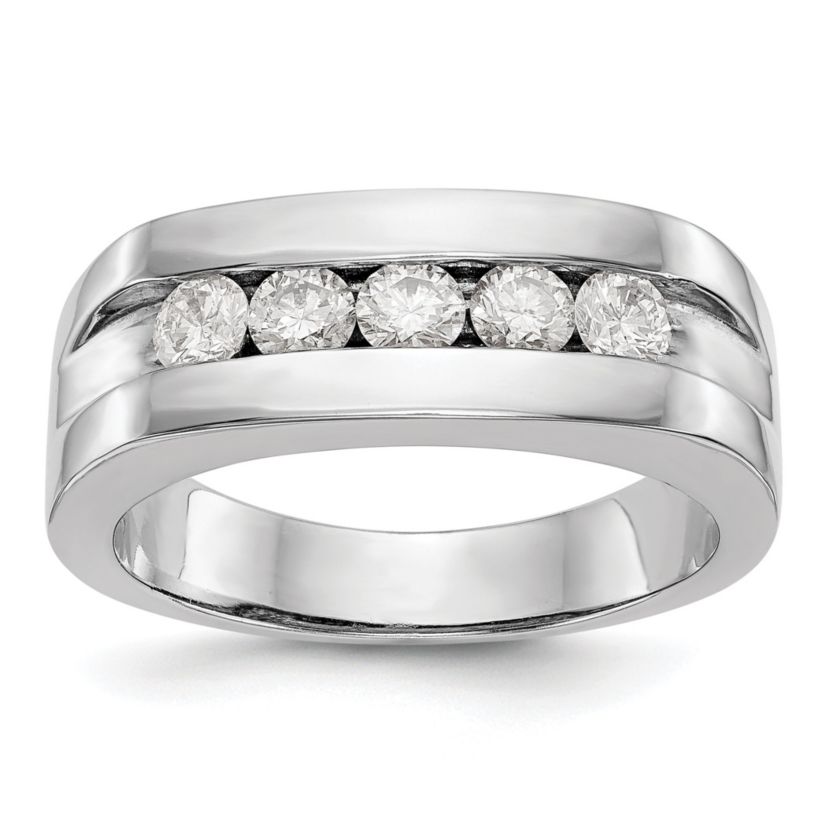 Lab Created 3/4 ct. t.w. Lab Grown Diamond VS/SI GHI, 5-Stone Mens Channel Band in 10K White Gold